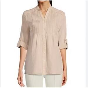 J.McLaughlin Linen Pintuck Button-Down Blouse – Size XS